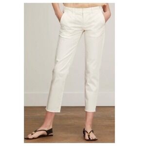 Nili Lotan East Hampton Pants Crop Straight Leg Raw‎ Hem Eggshell Cream Size 12